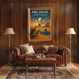 Abu Dhabi Vintage Travel Poster Celebrating Heritage and Modernity