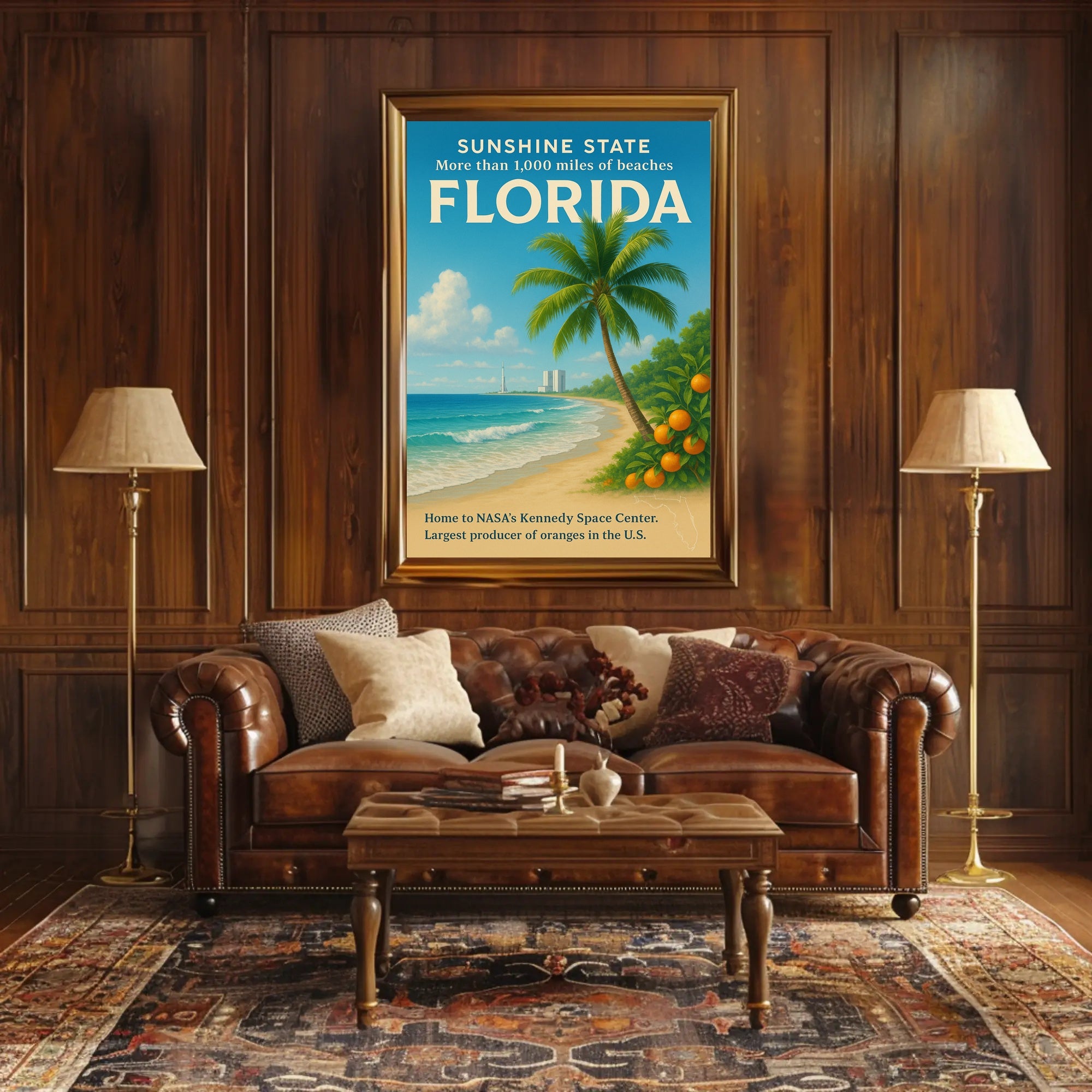 Florida Beaches and Space Exploration Vintage Travel Poster