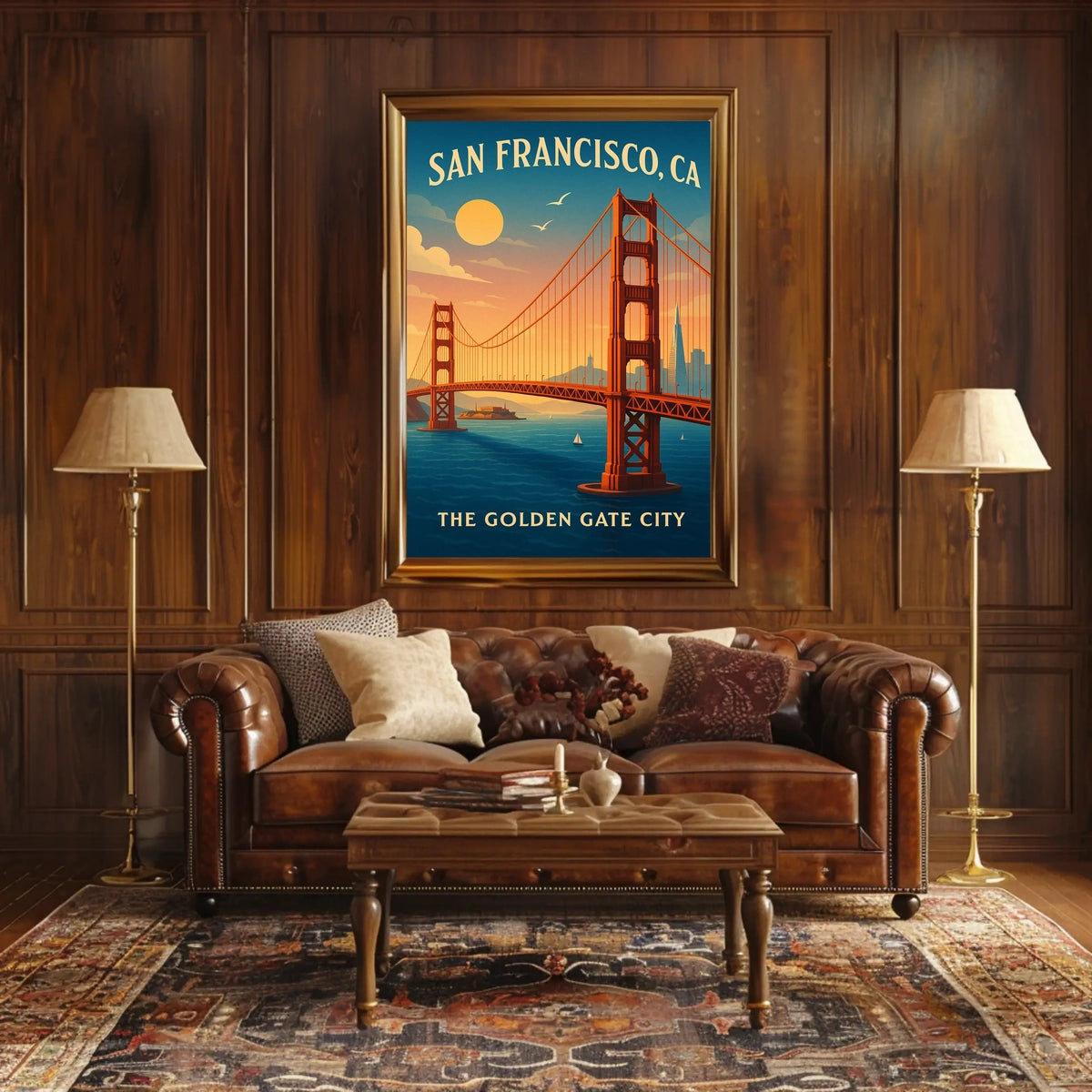 Golden Gate Bridge Vintage Travel Poster Art