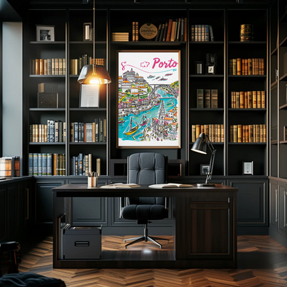 Porto Portugal Historic Riverside Travel Poster