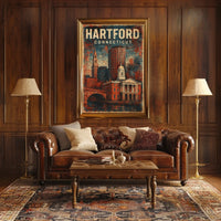 Hartford Cityscape Timeless Art Deco Poster