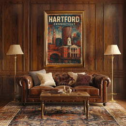 Hartford Cityscape Timeless Art Deco Poster