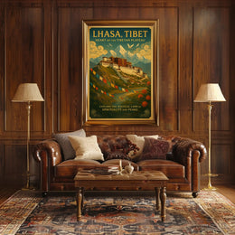 Lhasa Vintage Travel Poster with Tibetan Spiritual Essence