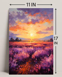 Sunset Over Lavender Fields Poster