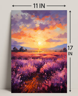 Sunset Over Lavender Fields Poster