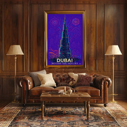 Dubai Skyline Burj Khalifa Futuristic Sci-Fi Poster