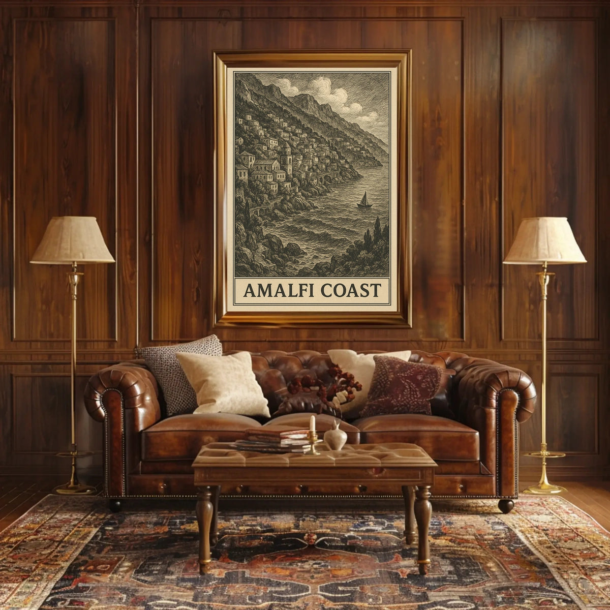 Amalfi Coast Poster Coastal Wall Art for Living Rooms