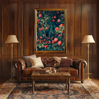 Vibrant Red Floral Scene Artistic Poster