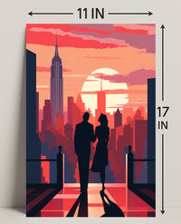 Sunset Silhouettes In The City Poster