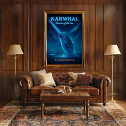 Mystical Narwhal Night Fantasy or Mythology Poster