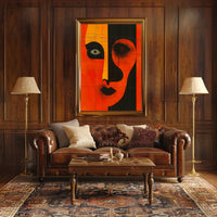 Abstract Portrait Poster Orange Black Modern Art