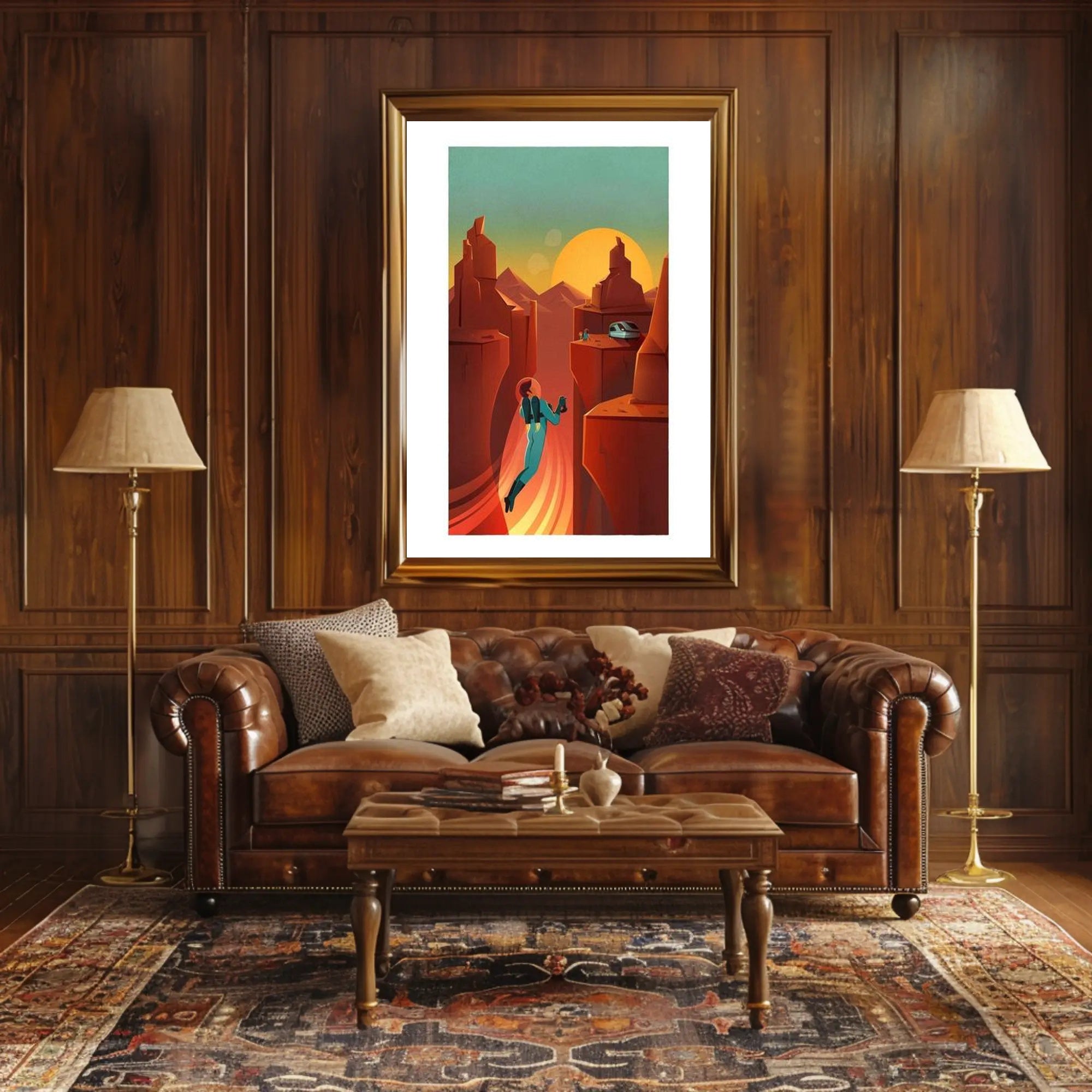 Futuristic Canyon Exploration Poster PosterGoat
