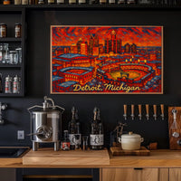 Detroit, Michigan Vibrant Cityscape Poster