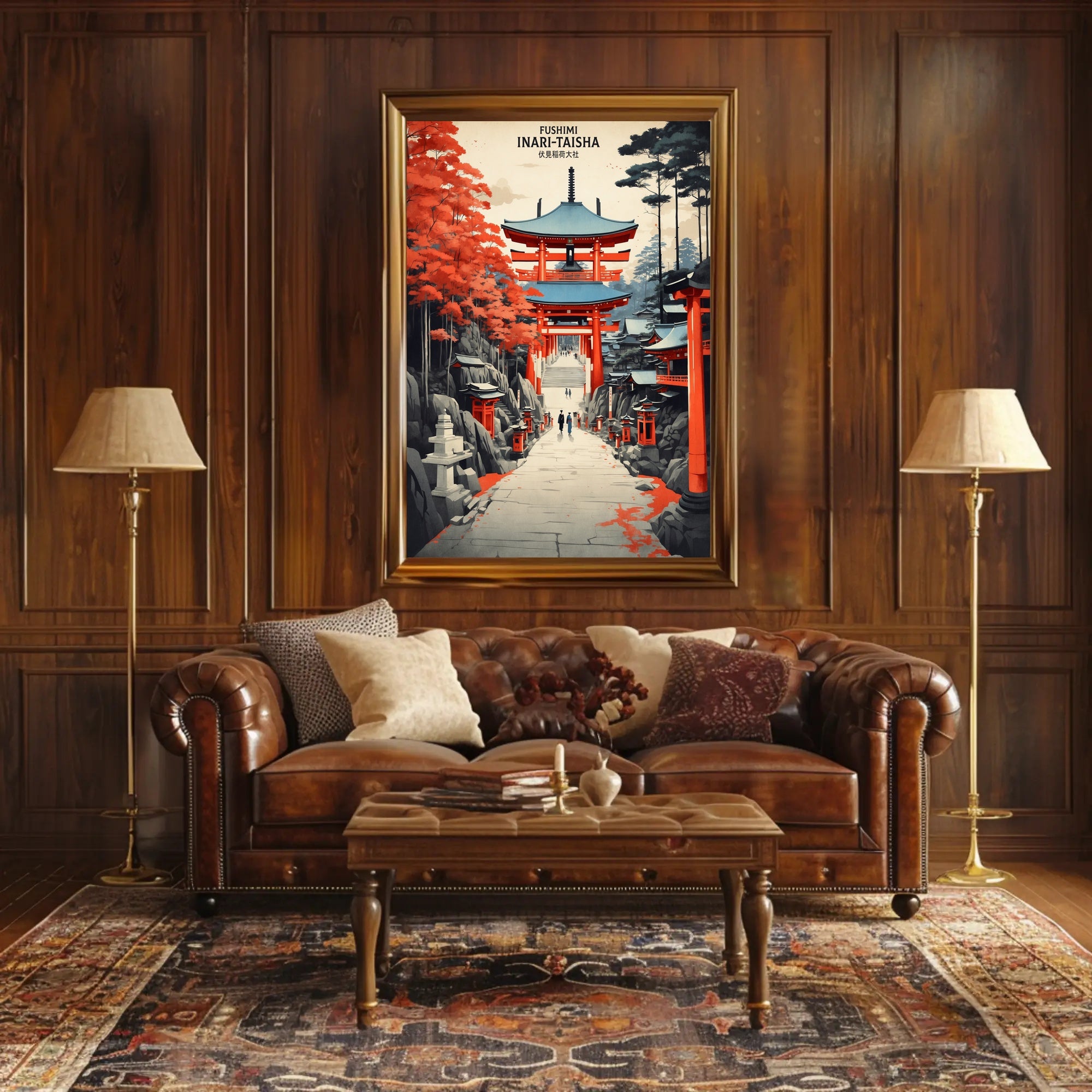 Fushimi Inari Shrine Illustration: Japanese Travel Poster