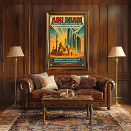 Abu Dhabi's Skyline Jewel of the Emirates Travel Poster