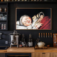 Sleeping Infant Amidst Historical Charm - Artistic Poster