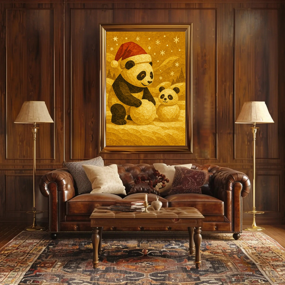 Festive Pandas in Winter Wonderland Poster