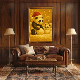 Festive Pandas in Winter Wonderland Poster