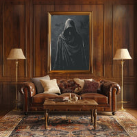 Mysterious Hooded Figure Dark Fantasy Poster PosterGoat
