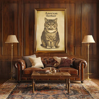 American Shorthair Cat Vintage Illustration Poster