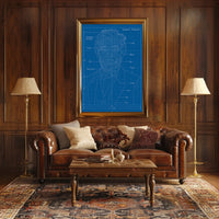 Isometric Projection Blueprint Poster