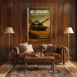 M1 Abrams Military Poster Vintage Tank Wall Art