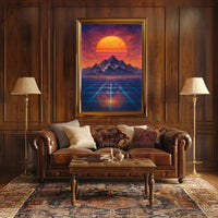 Surreal Landscape with Orange Sun: Abstract or Artistic Poster