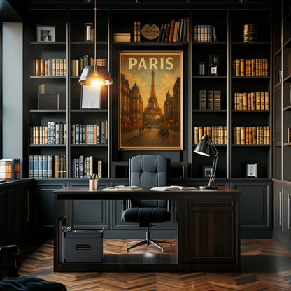 Paris Eiffel Tower Evening Travel Poster