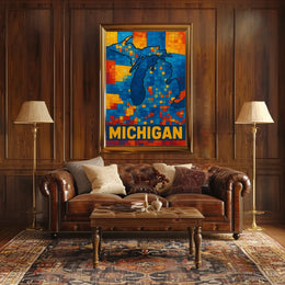 Mosaic Map of Michigan Poster