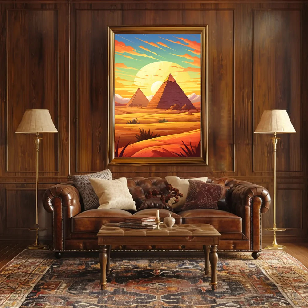 Egyptian Pyramids Sunset Surrealism Art Poster Print