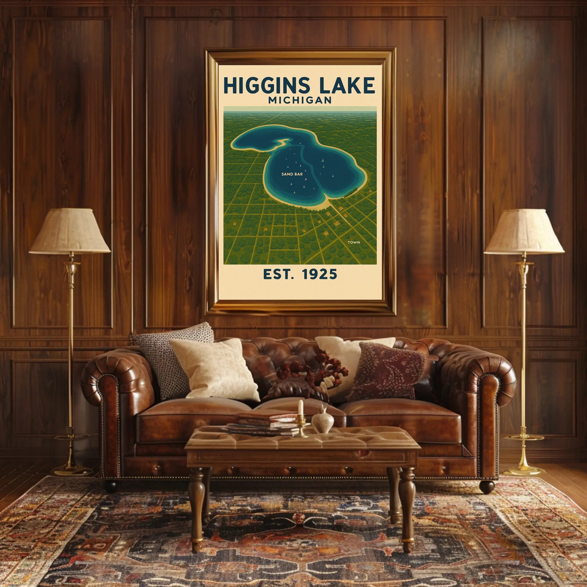 Higgins Lake Tranquil Vintage Travel Poster