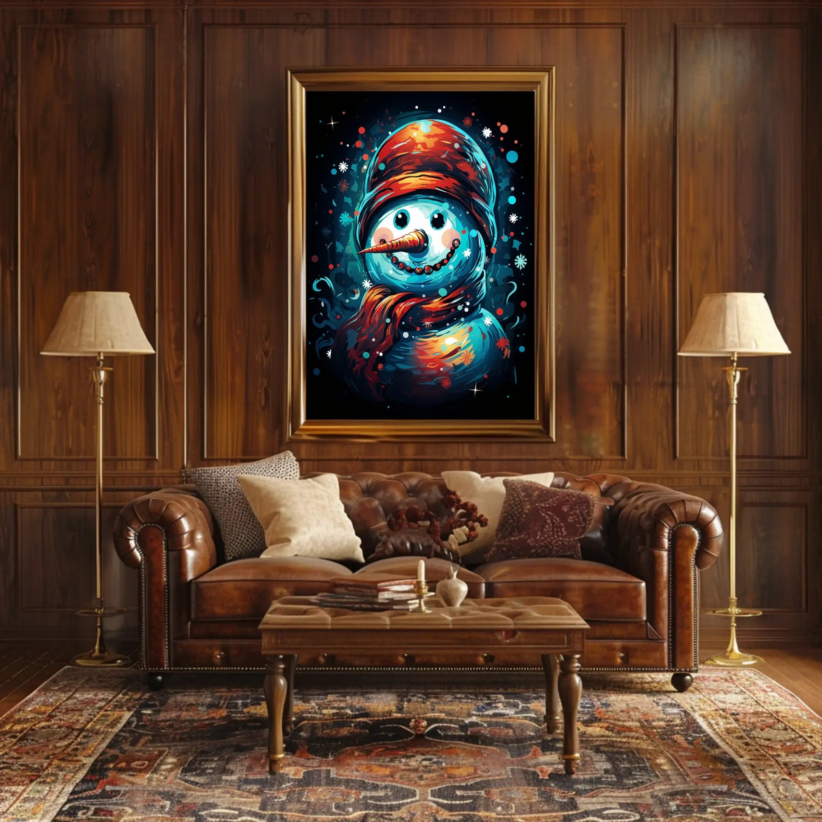 Stylized Snowman Holiday Abstract Artistic Poster