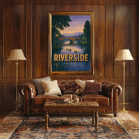Serene Riverside Scene at Dusk Travel Poster