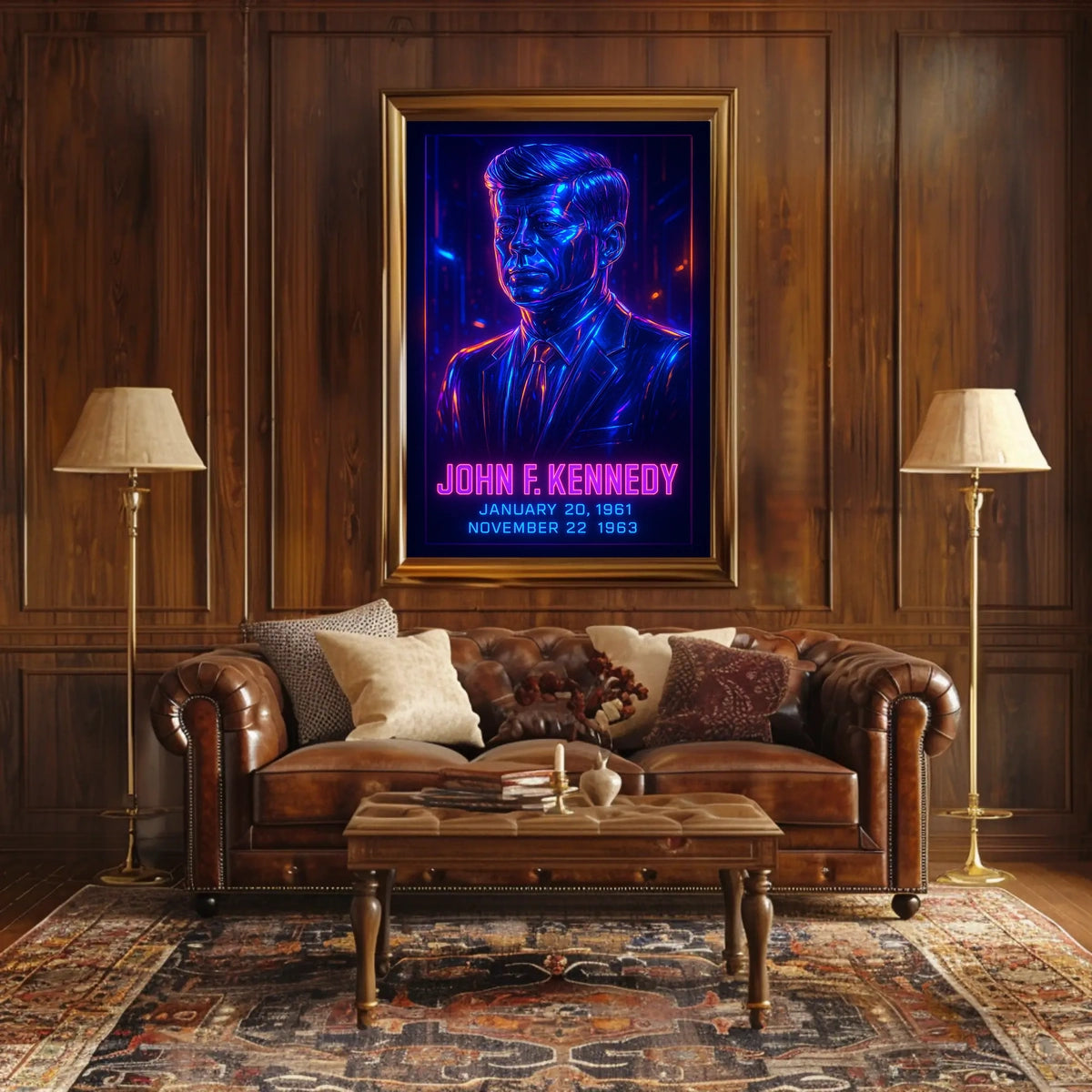 JFK Neon Cityscape Legacy Wanderlust Pop Art Poster