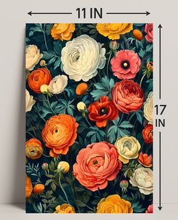 Floral Harmony in Modern Vintage Artistic Poster