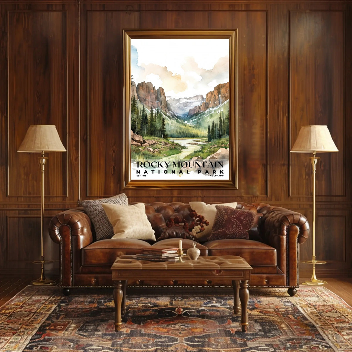 Rocky Mountain Watercolor Wall Art Poster