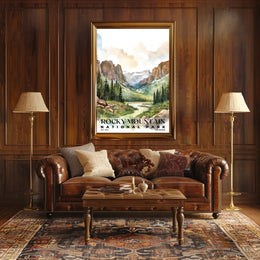 Rocky Mountain Watercolor Wall Art Poster