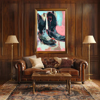 Cowboy Boots Poster Modern Abstract Art Print