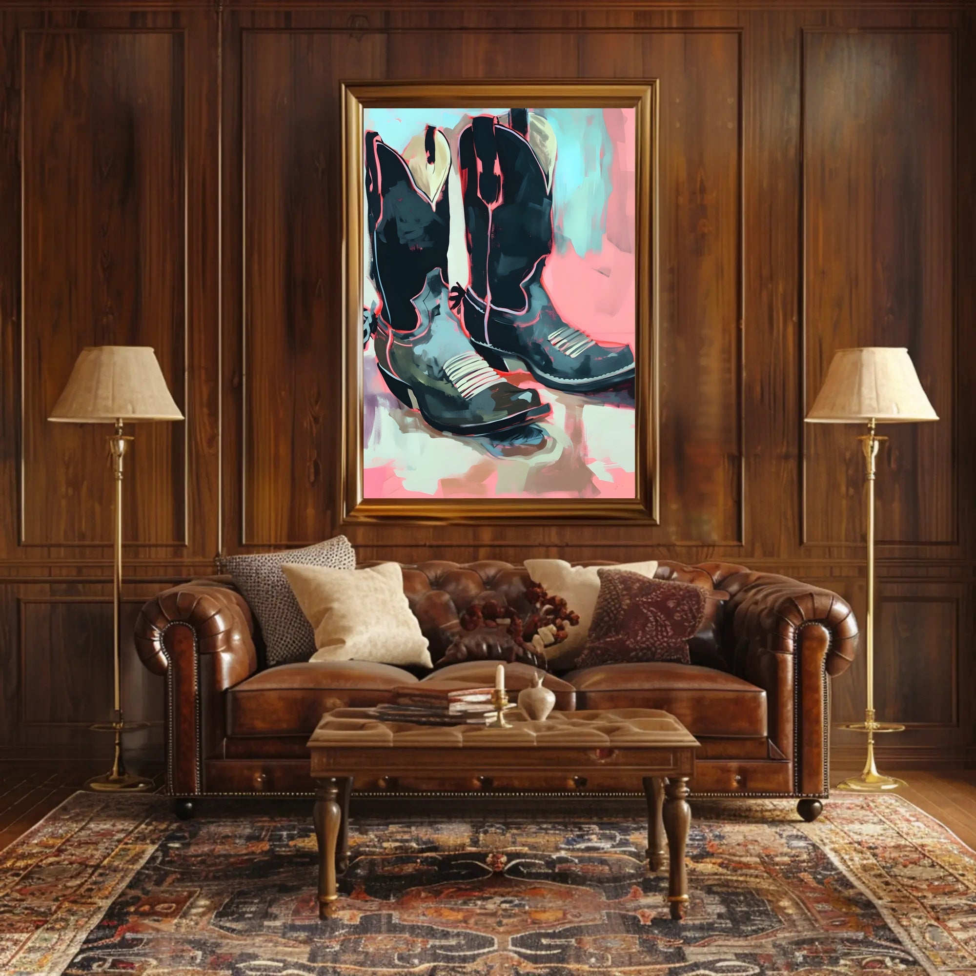 Cowboy Boots Poster Modern Abstract Art Print
