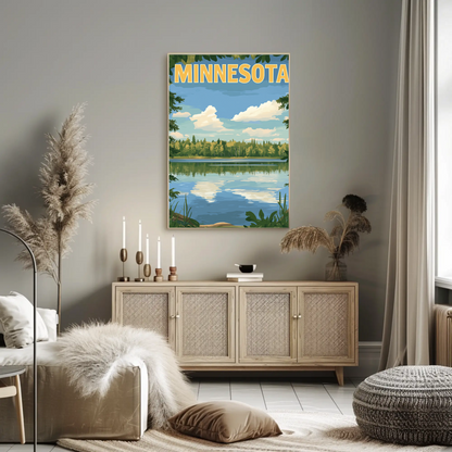 Minnesota’s Tranquil Lakes Vintage Travel Poster