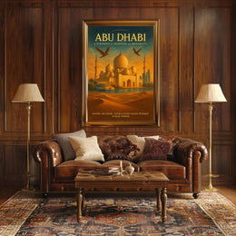 Abu Dhabi's Iconic Blend: Cultural Cityscape Travel Poster