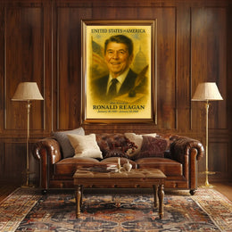 Ronald Reagan 40th President of the United States Vintage Watercolor Poster