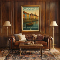 Copenhagen Nyhavn Waterfront Travel Poster
