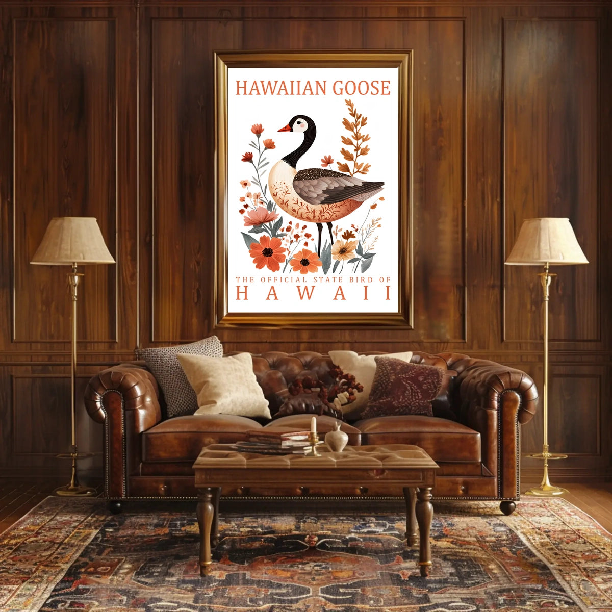 The poster features an illustrated depiction of the Hawaiian Goose, also known as Poster