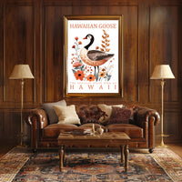 The poster features an illustrated depiction of the Hawaiian Goose, also known as Poster
