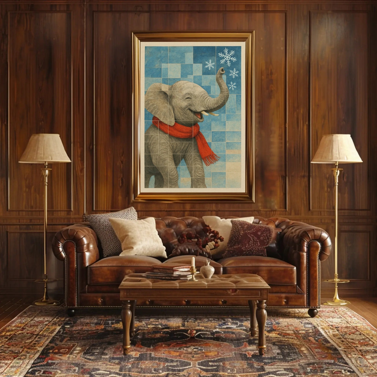 Winter Elephant Delight Poster