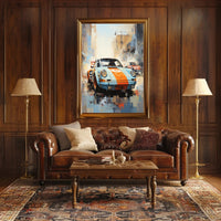 Vintage Racing Cars in Urban Setting Sports Poster