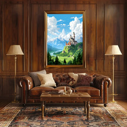 Fantasy Castle Adventure: Whimsical Landscape Art Print