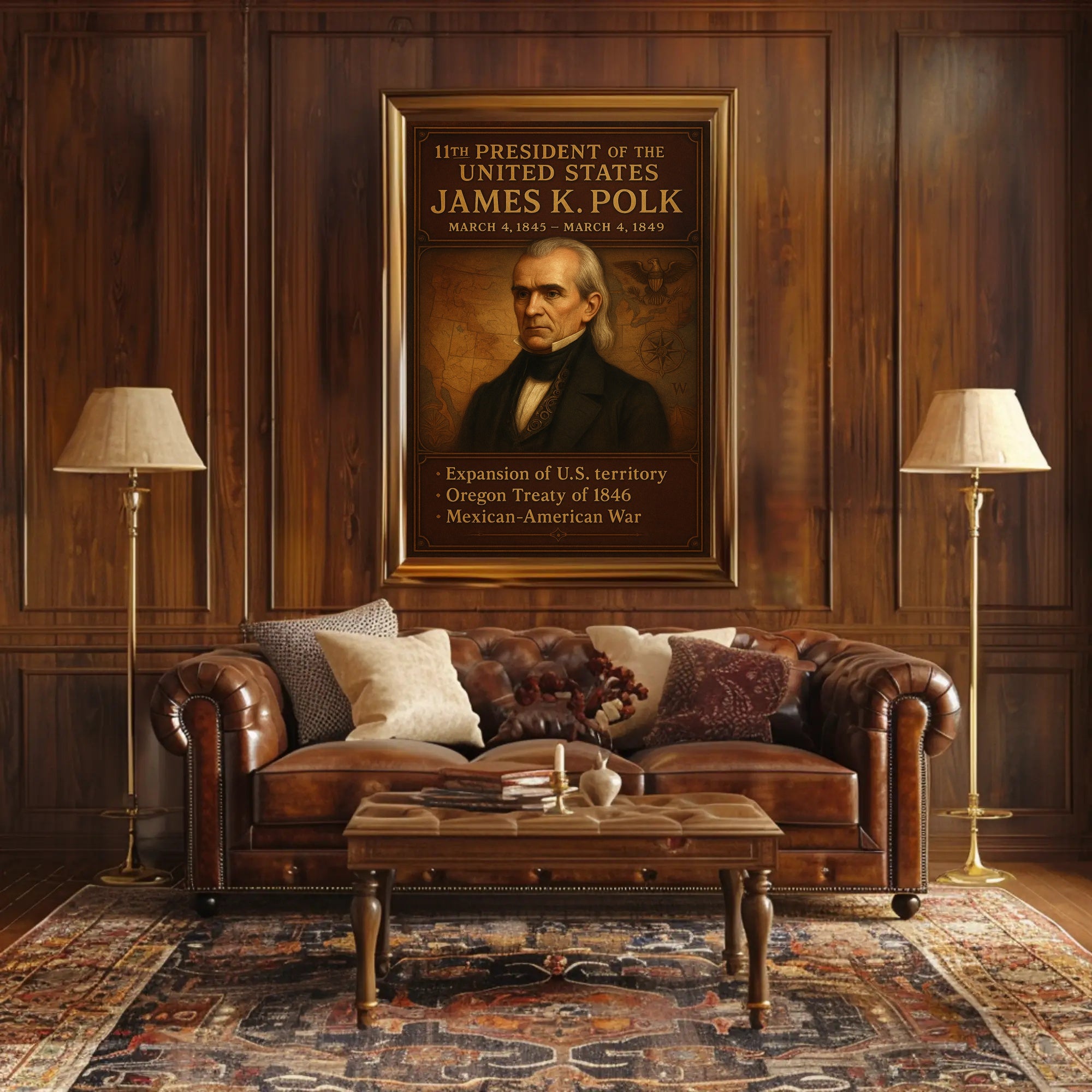 James K. Polk Vintage Historical Presidential Poster