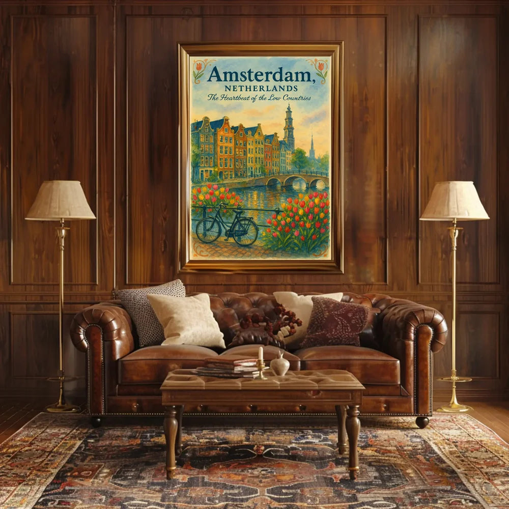 Amsterdam Heartheat Travel Poster